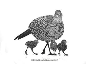 Image of Pheasant Family - Limited Edition Linocut print