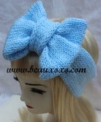 Image of Knitted Bow Headband Oversized Bow Cute Cosy Kawaii Lolita Ear Warmer in Baby Blue