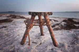 Image of Miniature Log Toddler Stool with Barn Rope Accents