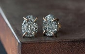 Image of Titanium Silver Druzy Studs in 14kt Gold