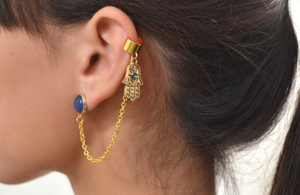 Image of Gold Hamsa hand earcuff