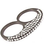 Image of Crystal Two Finger Ring (Black or Gold) 