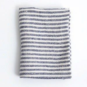 Image of Linen Chambray Towels: Navy Stripe