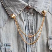 Image of Gold Stud Chain Collar Brooch