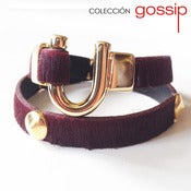 Image of PULSERA BURDEOS CON TACHUELAS