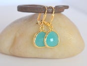 Image of Simplicity Earrings - Turquoise Faceted Glass Teardrop in Gold