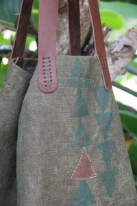 Image of vintage french linen canvas large beach market tote bag - koke'e