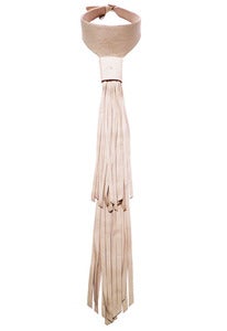 Image of Le Smoking ivory long fringed leather tie + colors