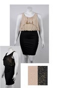 Image of Cream/Taupe Ruffle Dress Plus Size