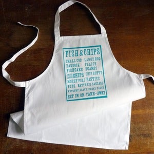 Image of Fish & Chips menu apron - turquoise