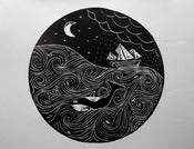 Image of Stormy Seas Lino Print