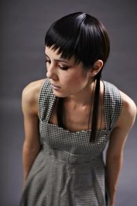 Image of Black and Creme Herringbone Sweet Heart Neckline Jumper