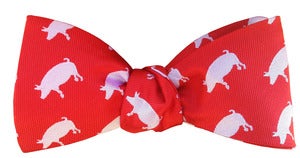 Image of White Pigs on Red Bow Tie