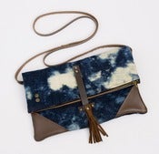 Image of -S O L D- foldover crossbody bag in hand bleached denim (c)