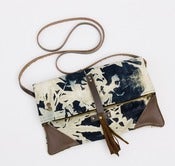 Image of -S O L D- foldover crossbody bag in hand bleached denim (b)