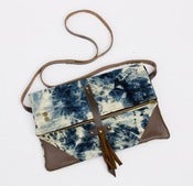 Image of -S O L D- foldover crossbody bag in hand bleached denim (a)