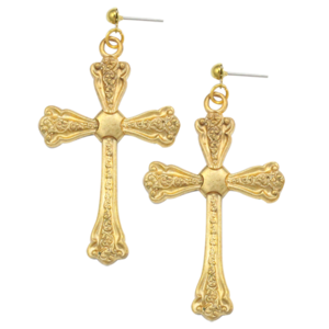 Image of Rosalie. Vintage Baroque Cross Earrings