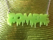Image of ZOMBIE Lettering Necklace Lime Green Acrylic Necklace Horror Psychobilly Punk Halloween