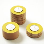 Image of  NEW wooden yellow tea light holders 
