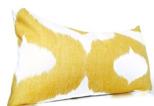 Image of Mustard Yellow Long Bolster Pillow, Bohemian Decorative Pillows, Ikat 