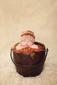 Image of Newborn Luxe Nutmeg stripe beanie set