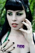 Image of PSYCHO Purple Acrylic Necklace Horror Psychobilly Punk Vampire Halloween 