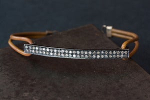 Image of Pave Diamond Bar + Leather Bracelet - as seen in LUCKY Magazine
