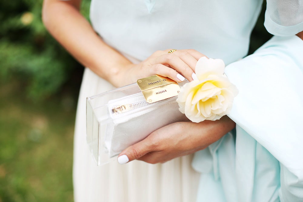 Image of Gold/Silver Perspex Personalised Clear Clutch