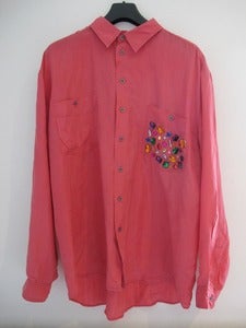 Image of Bespoke Vintage Pink Silk shirt with Jewelled Pocket