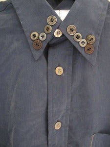 Image of Bespoke Vintage Blue shirt with Vintage Button collar 
