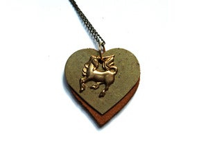 Image of Leather Heart Unicorn Pendant 