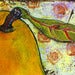 Image of Original Canvas Painting Yellow Pear with Squares