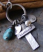 Image of Rustic little blessings.... hand stamped sterling silver cross necklace 