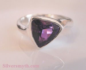 Image of Amethyst Trillion in Sterling Silver
