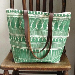 Image of Green Market Weave Silkscreened Tote Bag