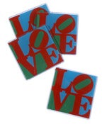 Image of multi-colored love coasters