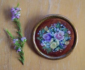Image of Large Wooden Brooch with Roses