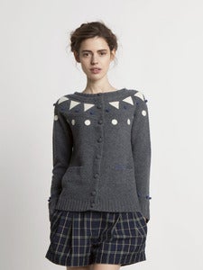 Image of Felt Appliqué Shetland Cardigan - Grey<br>- was £229 -