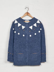 Image of Felt Appliqué Shetland Cardigan - Blue<br>- was £229 -