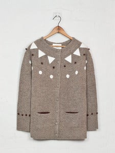 Image of  Felt Appliqué Shetland Cardigan - Beige<br>- was £229 -