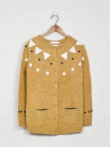 Image of Felt Appliqué Shetland Cardigan - Yellow<br>- was £229 -