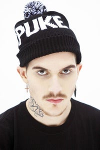 Image of KNITTED PUKE BEANIE WITH POMPOM (A-009)