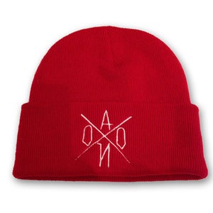 Image of Red Embroidered AONO Logo Beanie