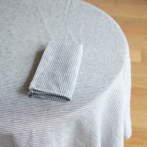 Image of Tablecloth: Grey White Thin Stripe
