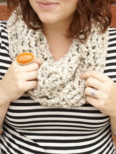 Image of Oatmeal, crocheted infinity cowl