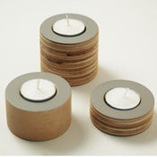 Image of Grey wooden tea light holders