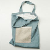 Image of Blue natural linen tote bag