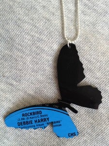 Image of Vinyl record necklace Butterfly Blondie / Debbie Harry Rockbird
