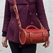 Image of Round Leather Shoulder Bag