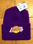 Image of Vintage Deadstock Los Angeles Lakers Logo 7 Beanie Toque Winter Cap